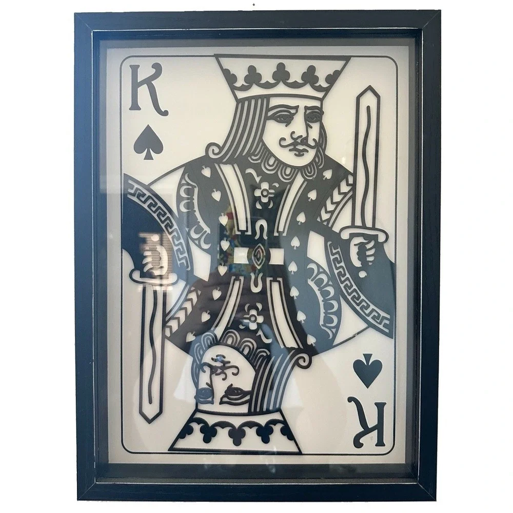 King of Spades Layered Shadow Box Framed Playing Card Wall Art Decor